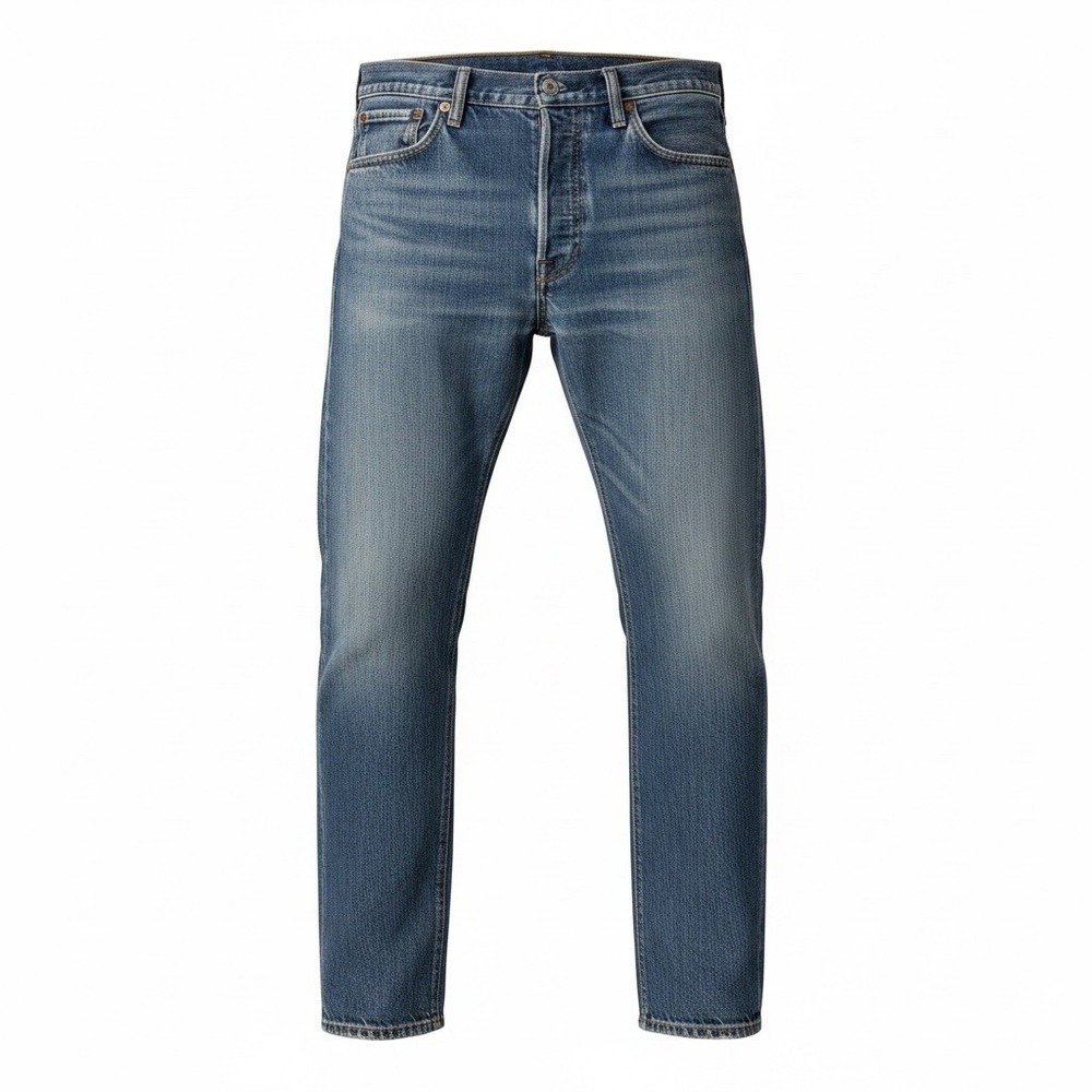 Levis 501 Original Jeans Mens 34X30 Mid Blue Fade & Distressed Denim Button-Fly